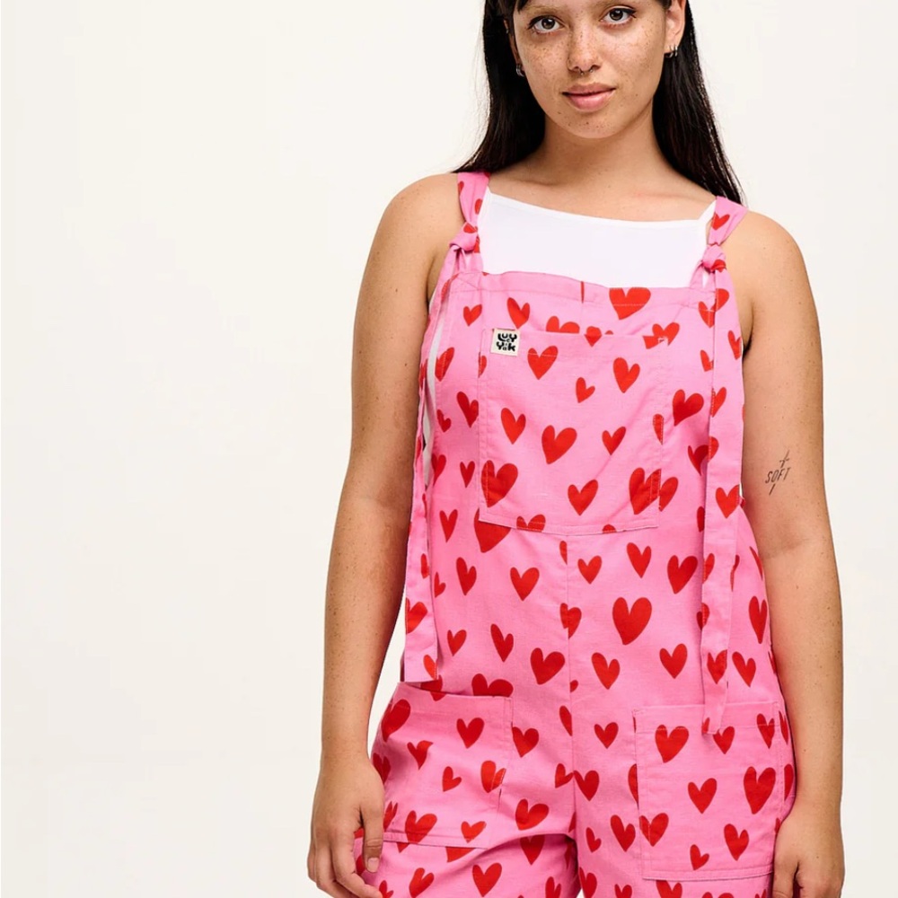 Lucy & Yak Pink Cupid Heart Print Women's Romper
